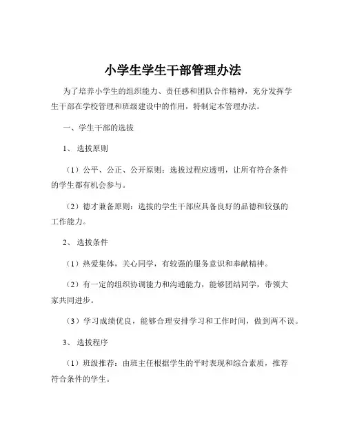 小学生学生干部管理办法