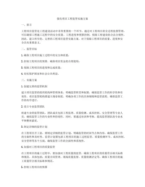 强化项目工程监管实施方案