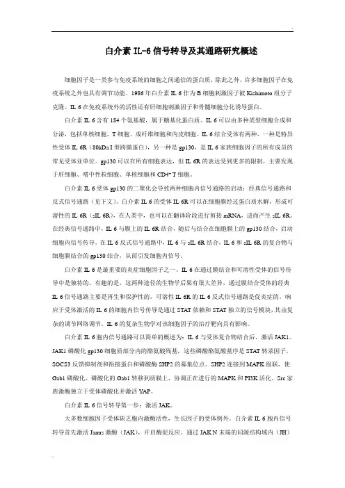 白介素IL-6信号转导及其通路研究概述
