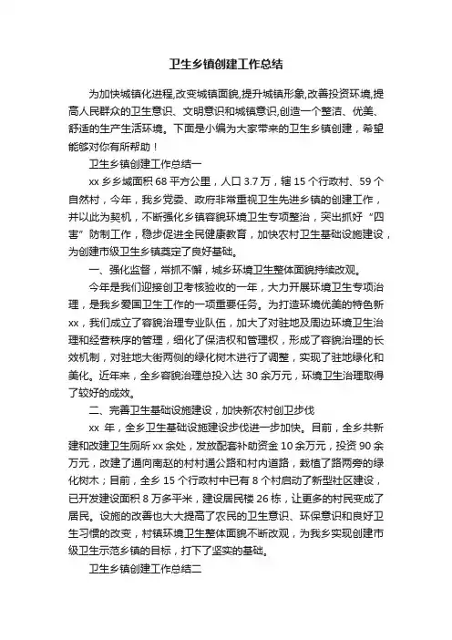 卫生乡镇创建工作总结