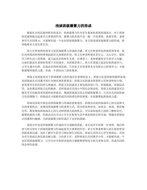 浅谈班级凝聚力的形成
