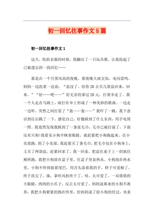 初一回忆往事作文5篇