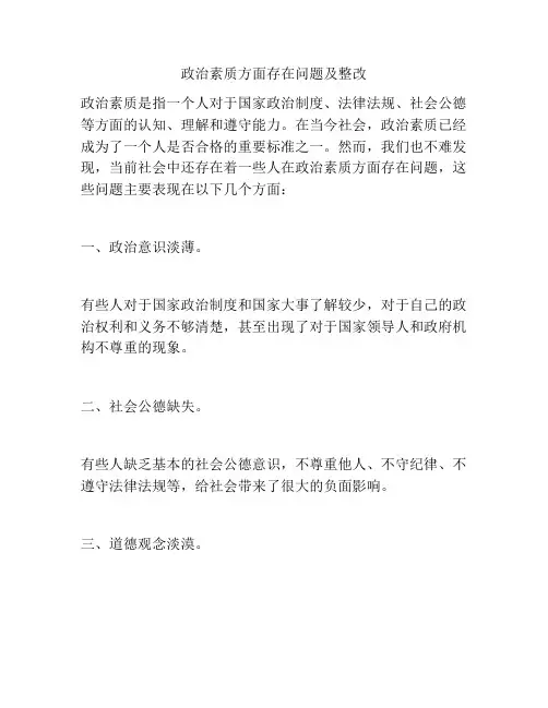 政治素质方面存在问题及整改