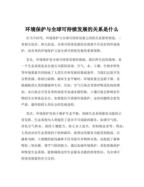 环境保护与全球可持续发展的关系是什么