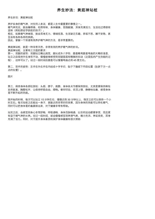 养生妙法：黄庭禅站桩
