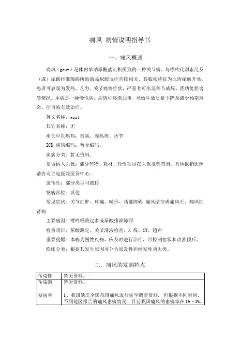 痛风 病情说明指导书