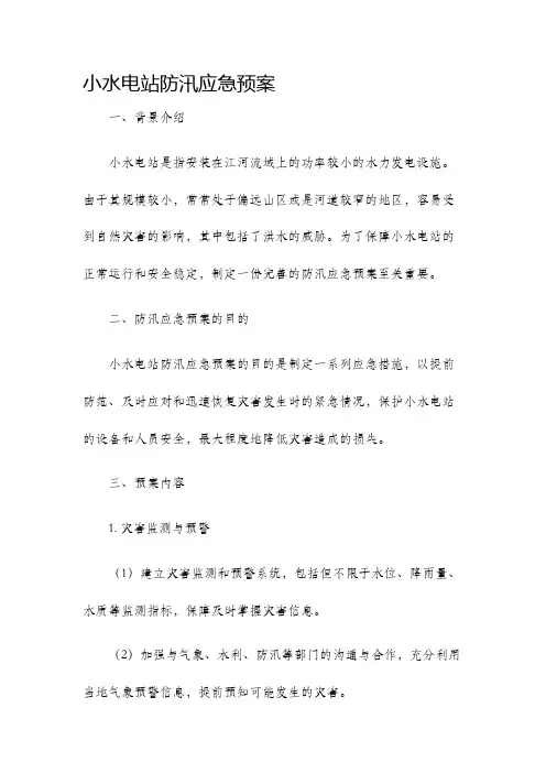 小水电站防汛应急预案