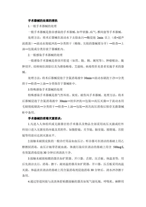 手术器械消毒清洗标准