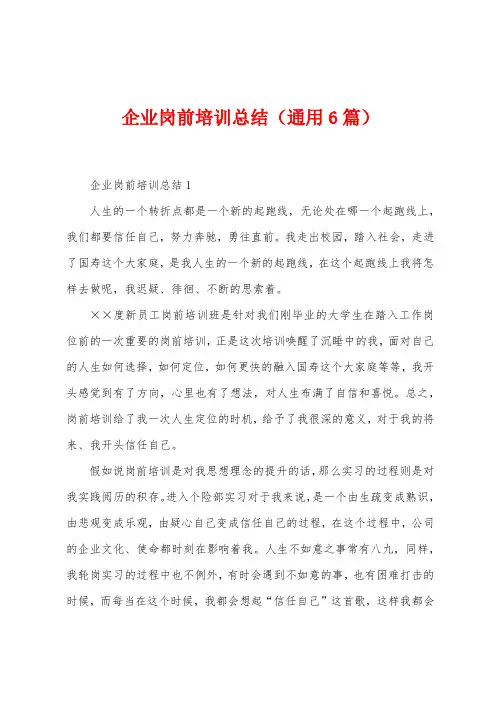 企业岗前培训总结(6篇)