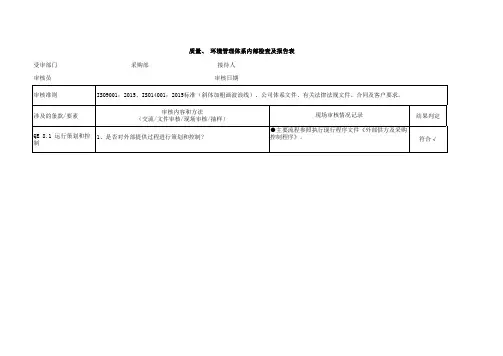 2020采购部-质量环境双体系内审检查表(含记录)