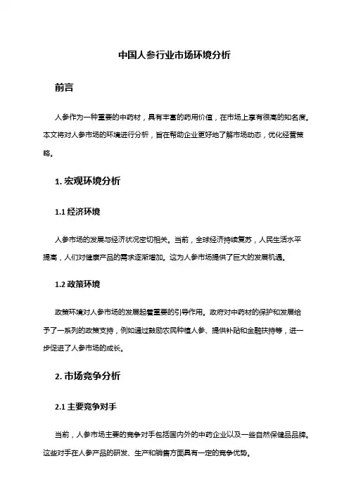 中国人参行业市场环境分析