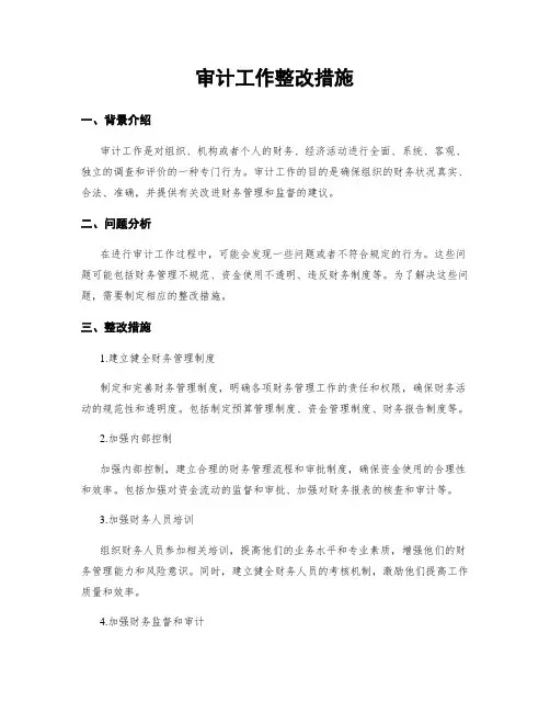 审计工作整改措施