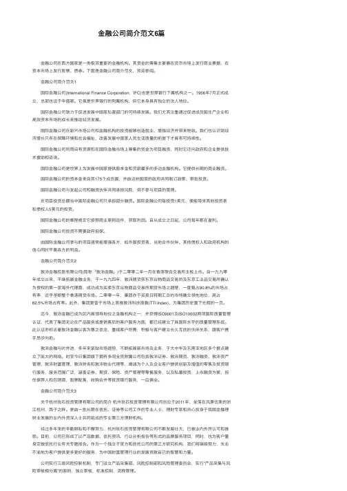金融公司简介范文6篇