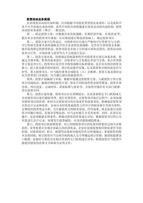 投资活动业务流程