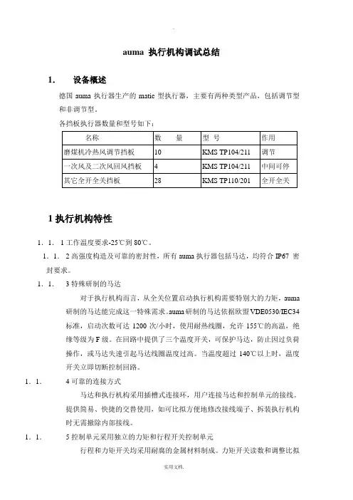 Auma执行机构调试总结