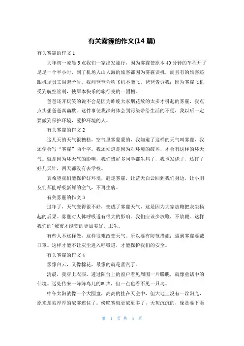 有关雾霾的作文(14篇)