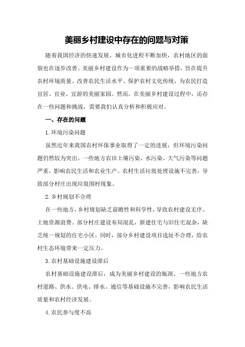 美丽乡村建设中存在的问题与对策