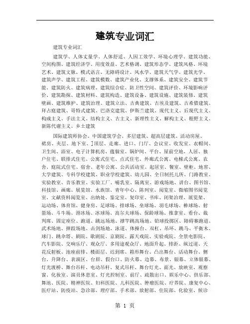 建筑专业词汇word精品文档9页