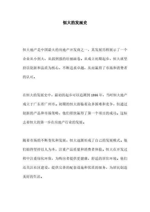 恒大的发展史