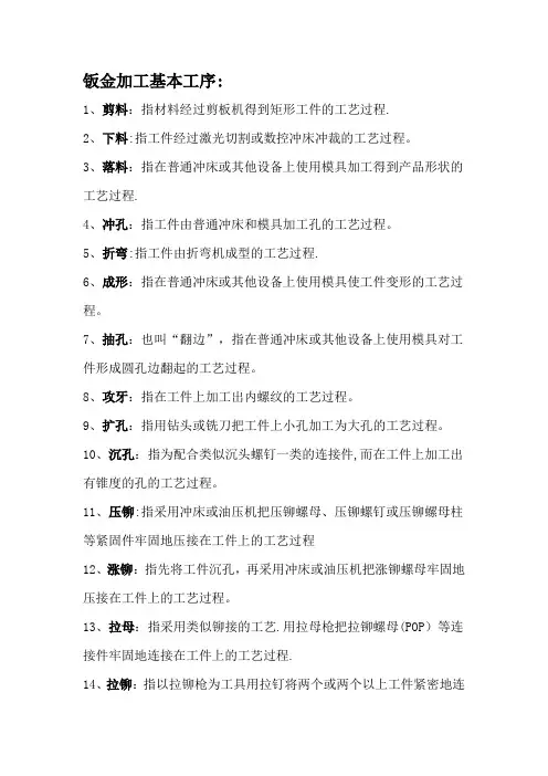 钣金加工基本工序