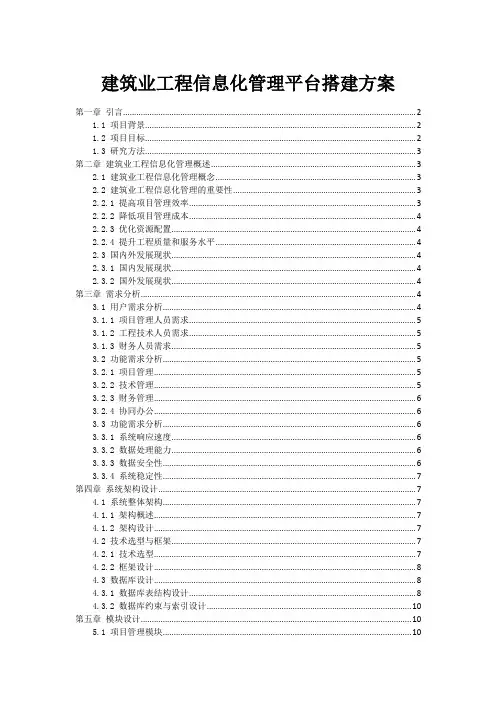 建筑业工程信息化管理平台搭建方案