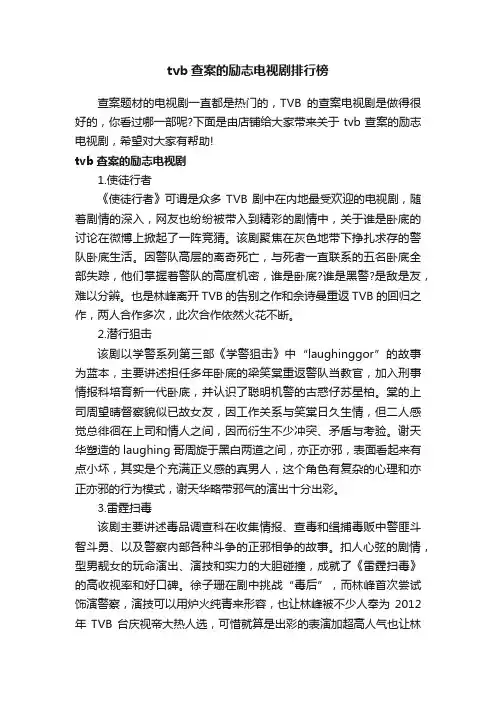 tvb查案的励志电视剧排行榜