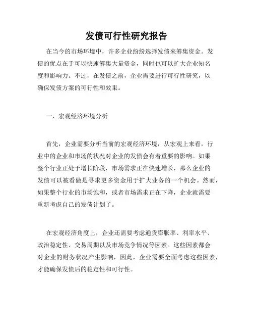 发债可行性研究报告