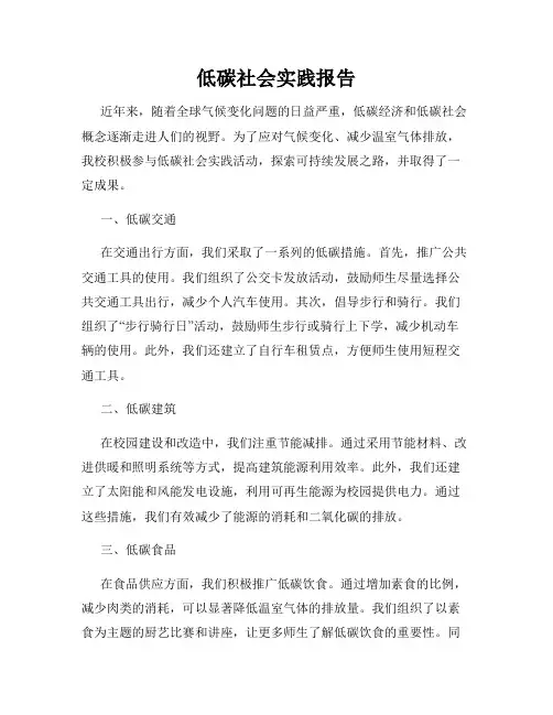 低碳社会实践报告