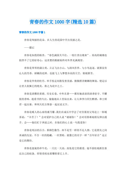 青春的作文1000字(精选10篇)