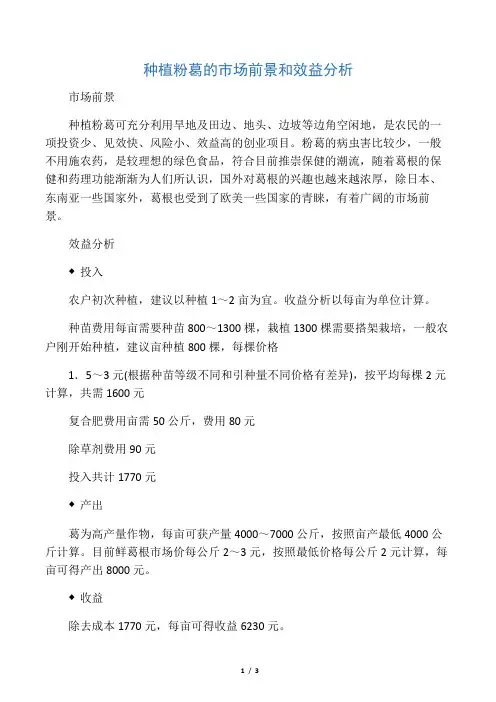 种植粉葛的市场前景和效益分析