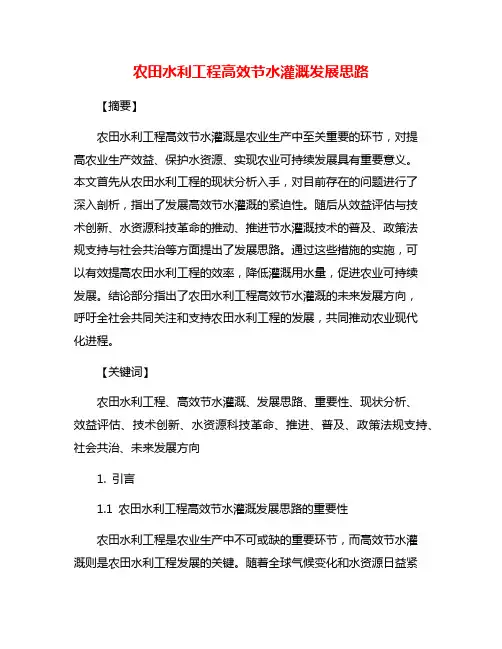 农田水利工程高效节水灌溉发展思路
