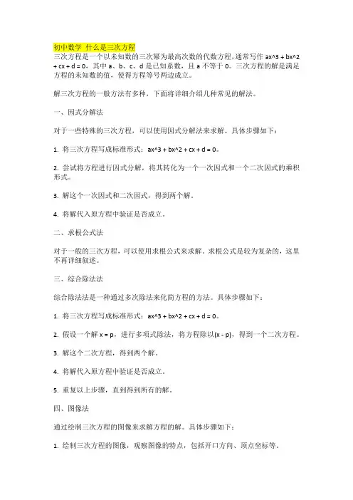 初中数学 什么是三次方程