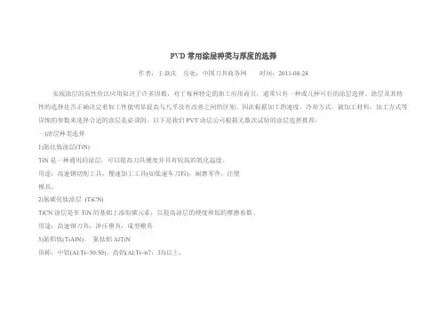 PVD常用涂层种类与厚度的选择-推荐下载