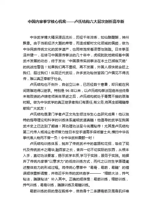 中国内家拳学核心机密——卢氏结构六大层次剖析高华新