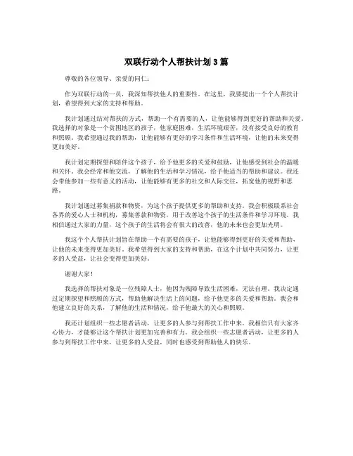 双联行动个人帮扶计划3篇