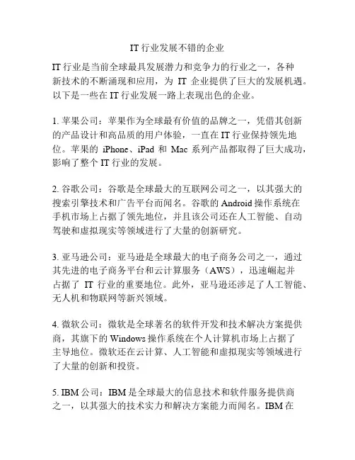 IT行业发展不错的企业