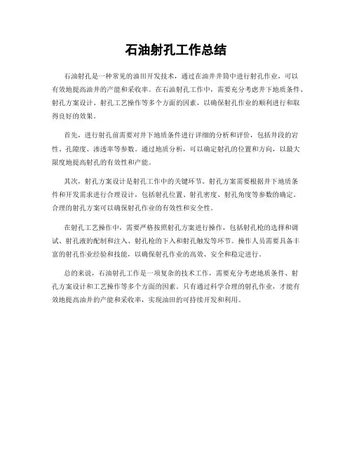 石油射孔工作总结