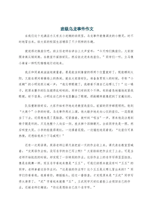 班级乌龙事件作文
