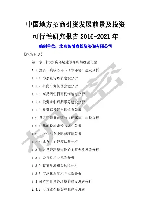 中国地方招商引资发展前景及投资可行性研究报告 