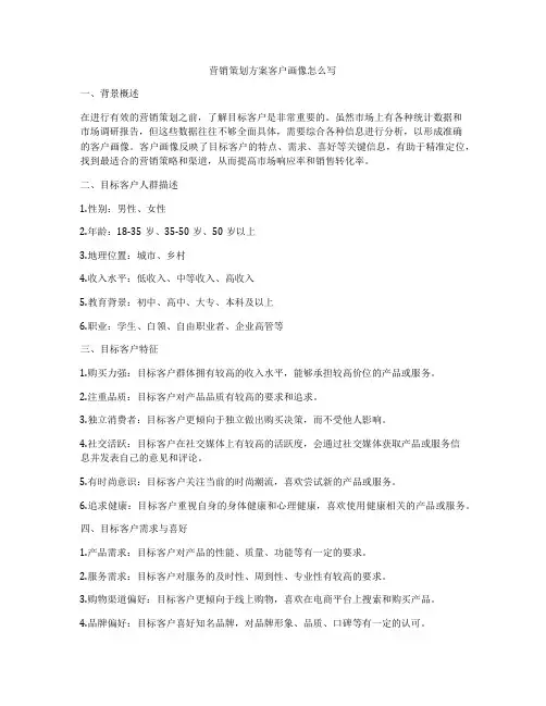 营销策划方案客户画像怎么写