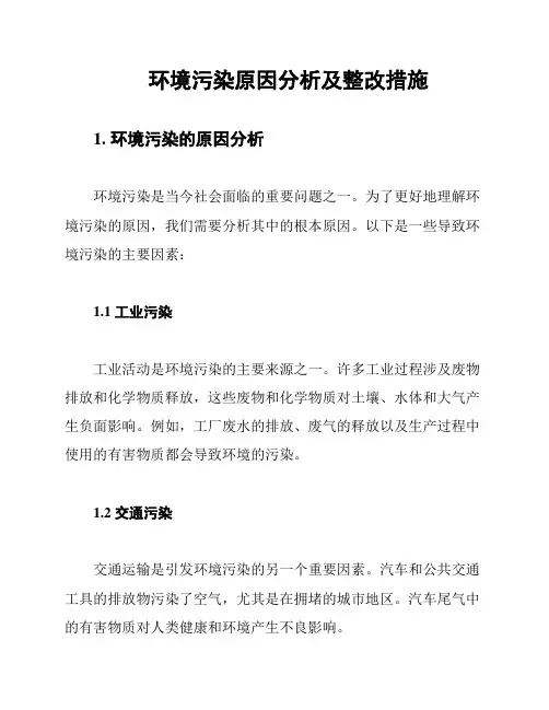 环境污染原因分析及整改措施