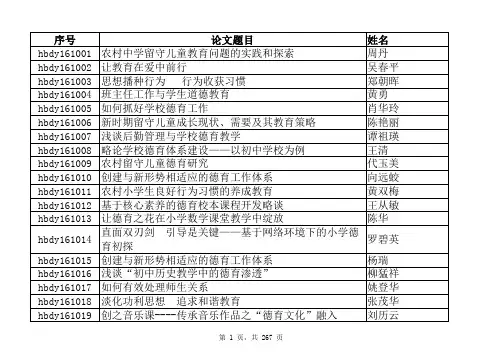 2017年我的德育论文省奖项