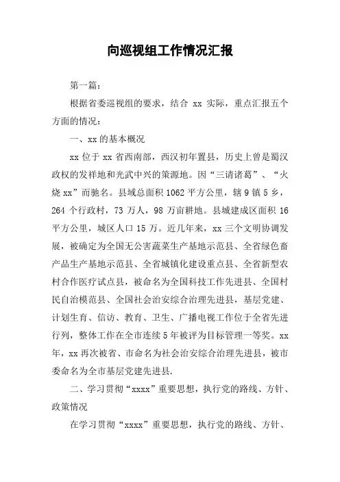 向巡视组工作情况汇报