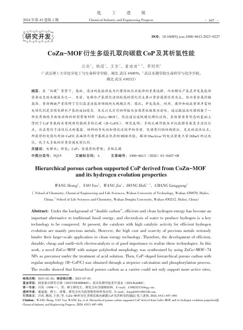 CoZn-MOF衍生多级孔取向碳载CoP及其析氢性能