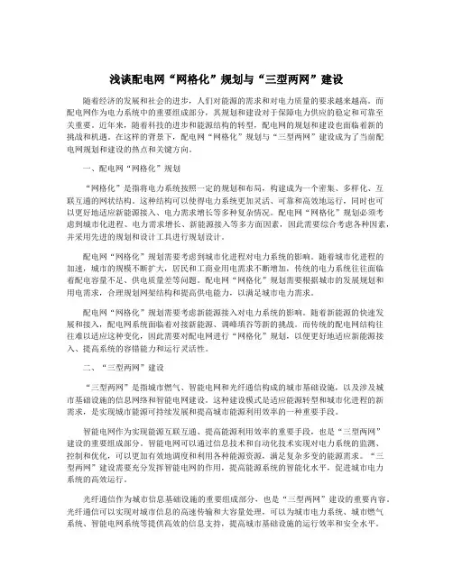 浅谈配电网“网格化”规划与“三型两网”建设
