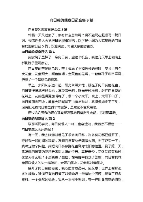 向日葵的观察日记合集5篇