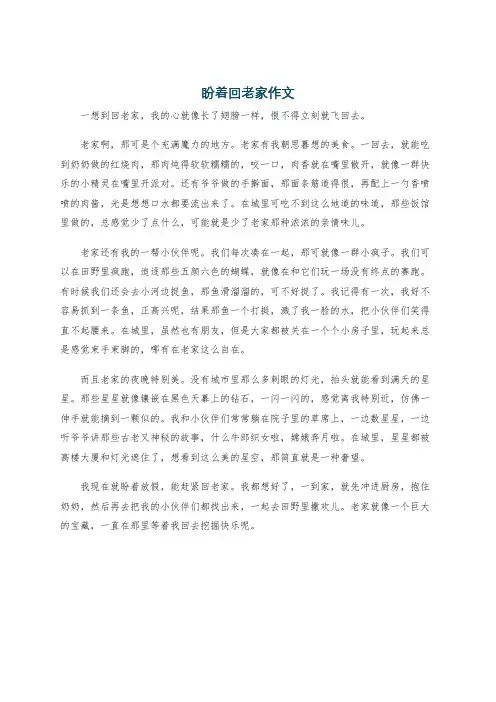 盼着回老家作文
