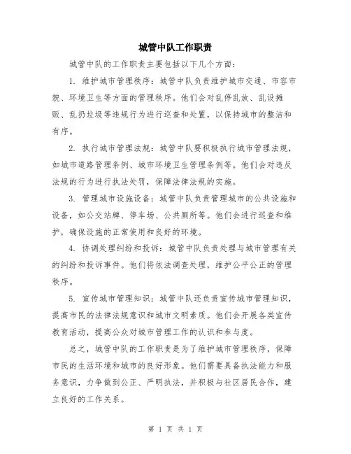 城管中队工作职责