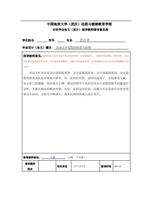 试论会计造假的防范与治理
