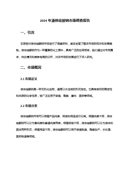 2024年液体硅酸钠市场调查报告